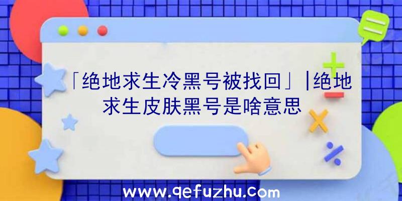 「绝地求生冷黑号被找回」|绝地求生皮肤黑号是啥意思